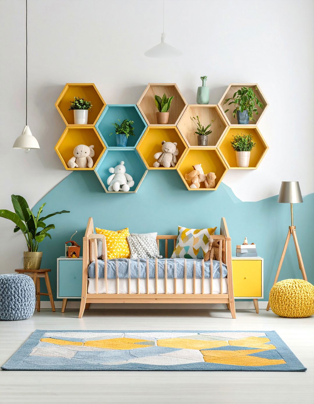 Hexagon Shelving System Nursery - 25 Mid-century Modern Nursery Ideas
