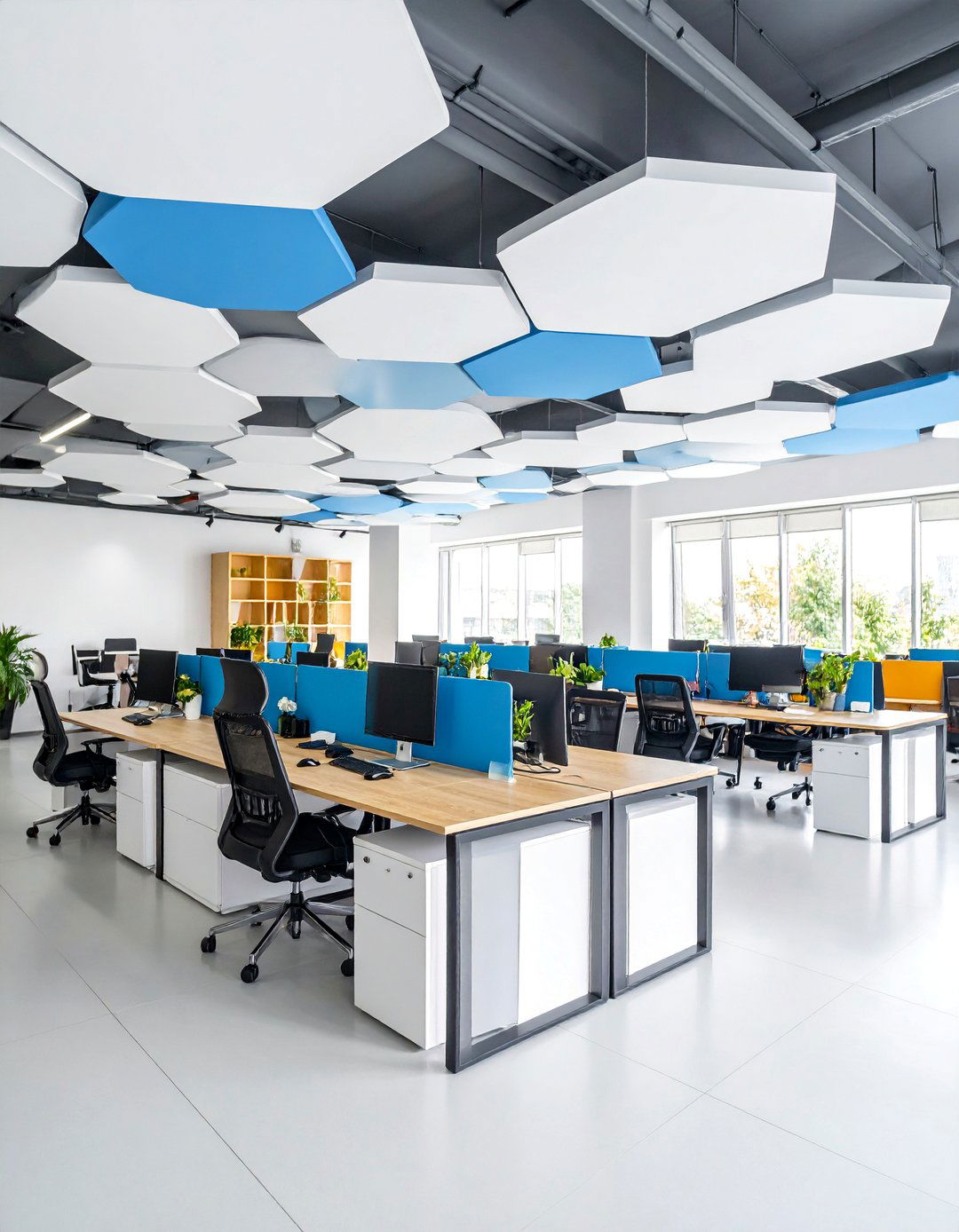 Hexagonal Ceiling Pattern with Modern Geometry - 25 Ceiling Trim Ideas
