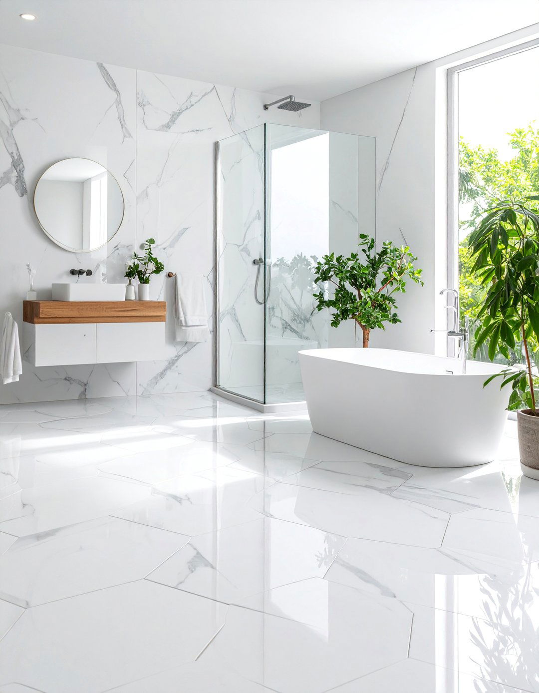 Hexagonal Marble Shower Floor Tiles - 25 Shower Floor Tile Ideas