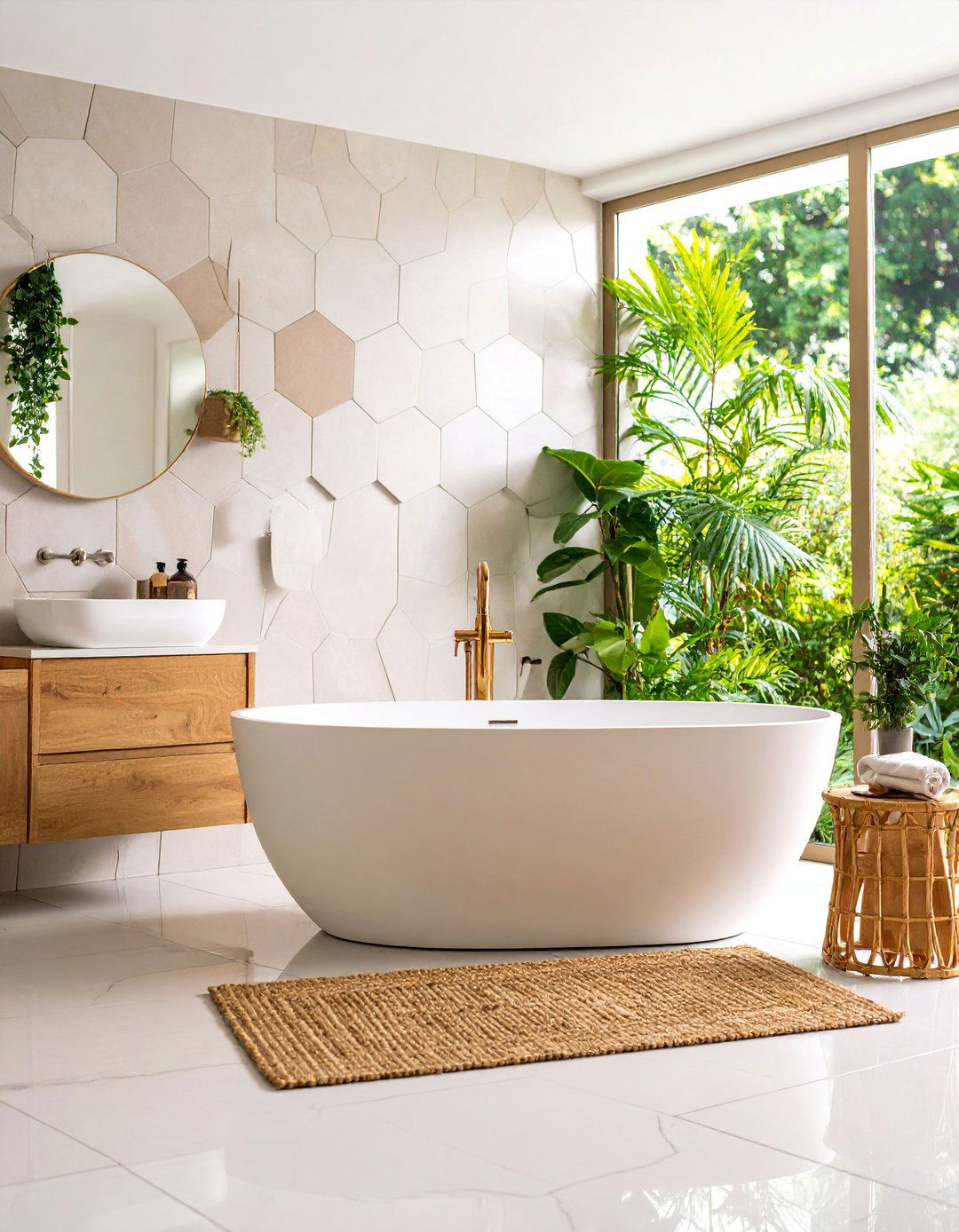Hexagonal Porcelain Tile Pattern Surround - 25 Bathtub Surround Ideas