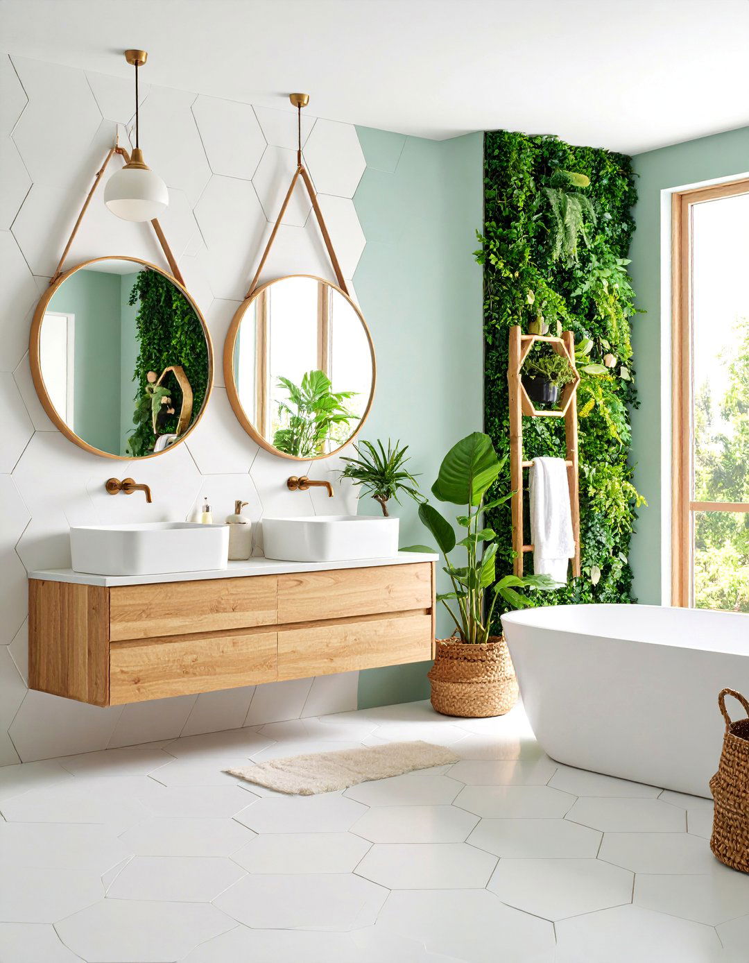 Hexagonal Tile Bathroom with Geometric Interest - 25 Scandinavian Bathroom Ideas