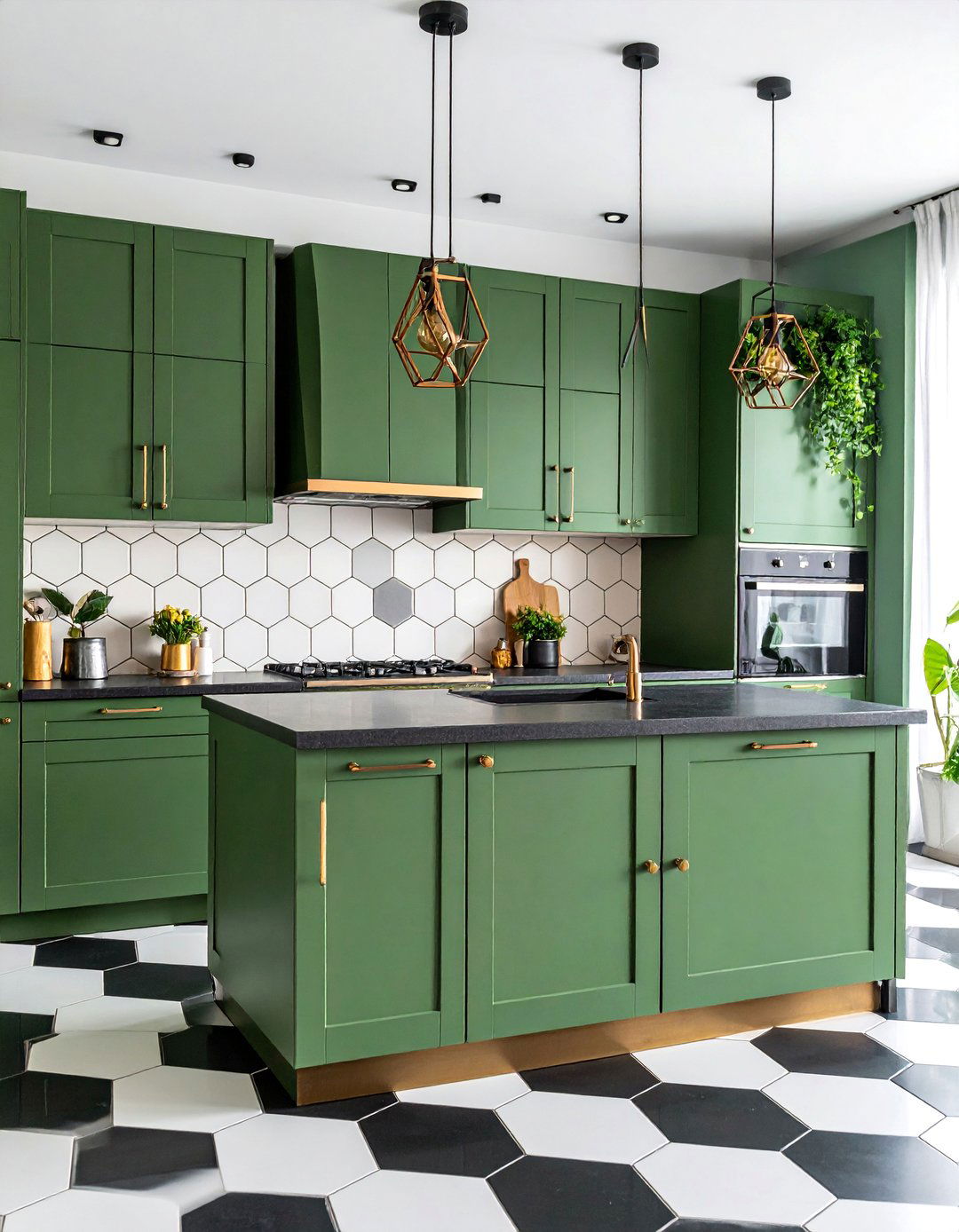 Hexagonal Tile Kitchen with Copper Accents - 25 Art Deco Kitchen Ideas