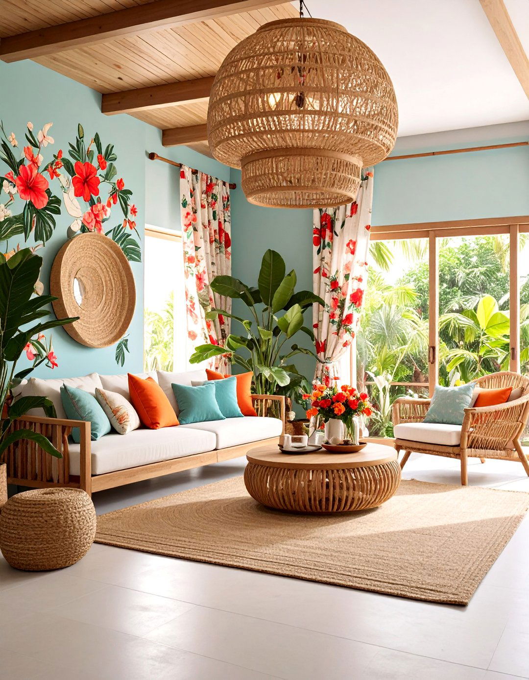 Hibiscus and Plumeria Floral Theme Room - 25 Hawaiian Interior Design Ideas