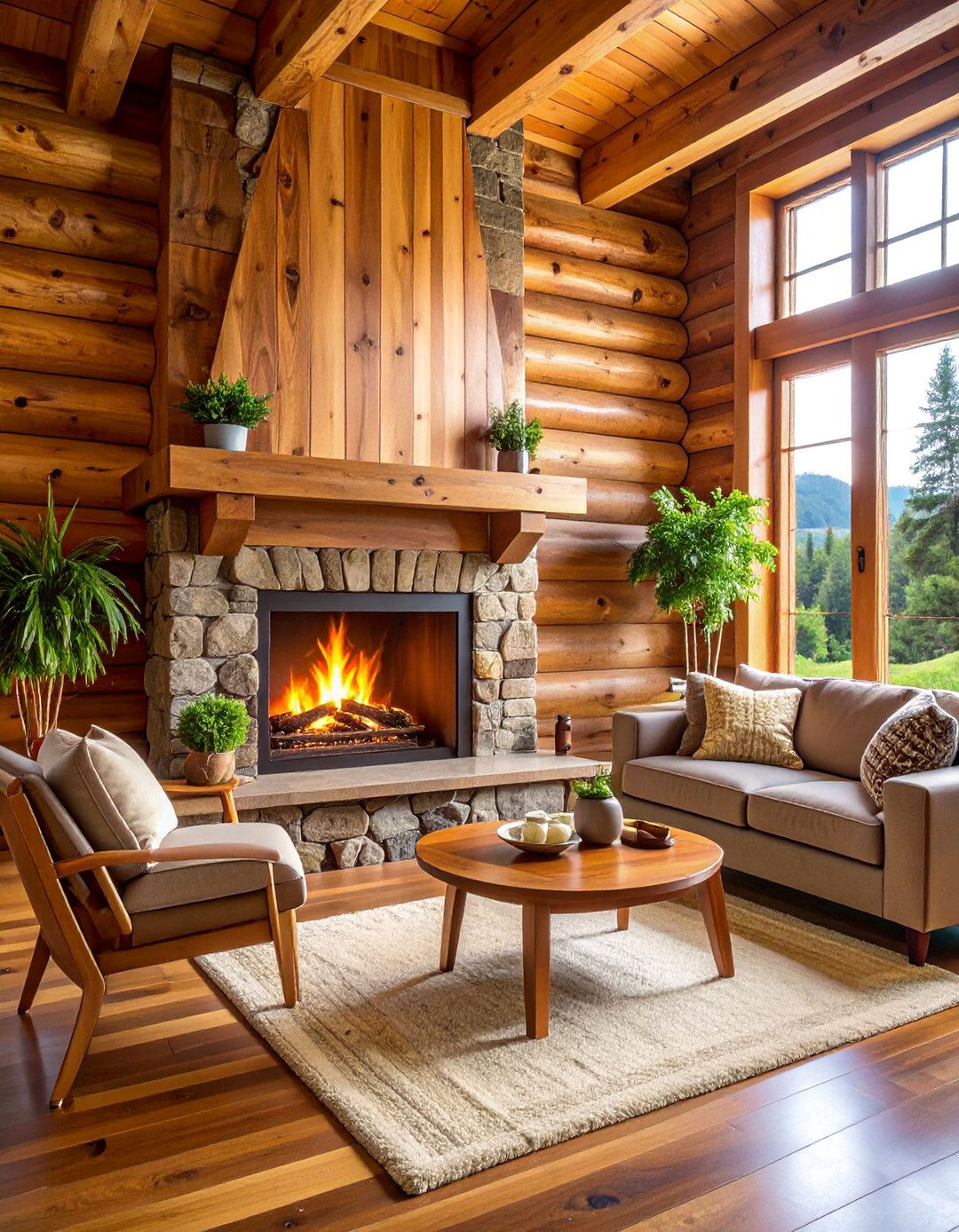 Hickory Wood Mantel with Dramatic Grain Contrast - 25 Wood Mantel Ideas