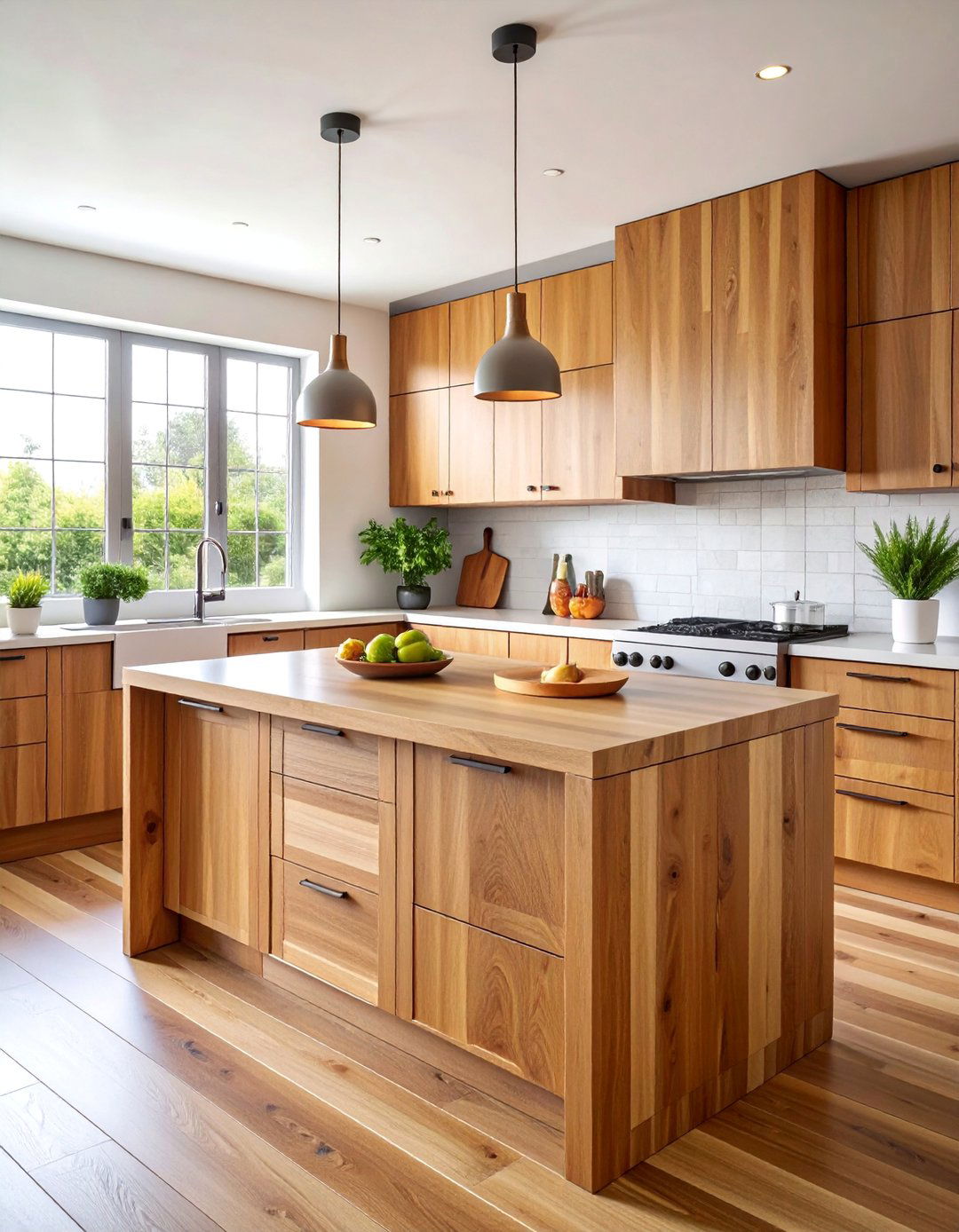Hickory and Walnut Mixed Wood Kitchen Island - 25 Kitchens With Butcher Block Countertops