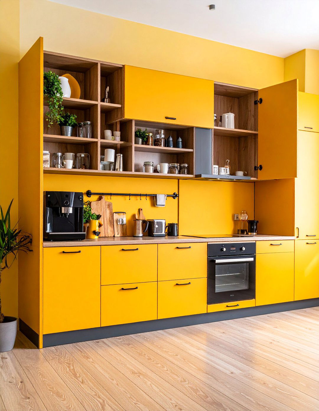 Hidden Cabinet Coffee Bar with Bi fold Doors - 25 Coffee Station Ideas