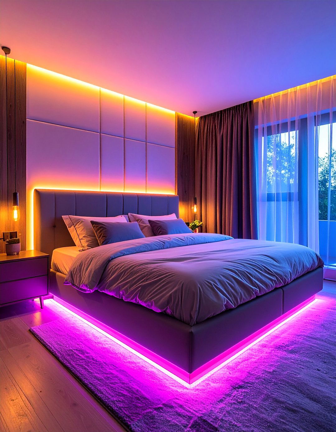 Hidden LED Strip Accent Design - 25 Small Bedroom Lighting Ideas