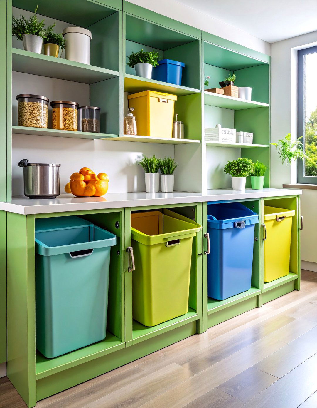Hidden Trash and Recycling Cabinet with Odor Control - 25 cabinet storage ideas