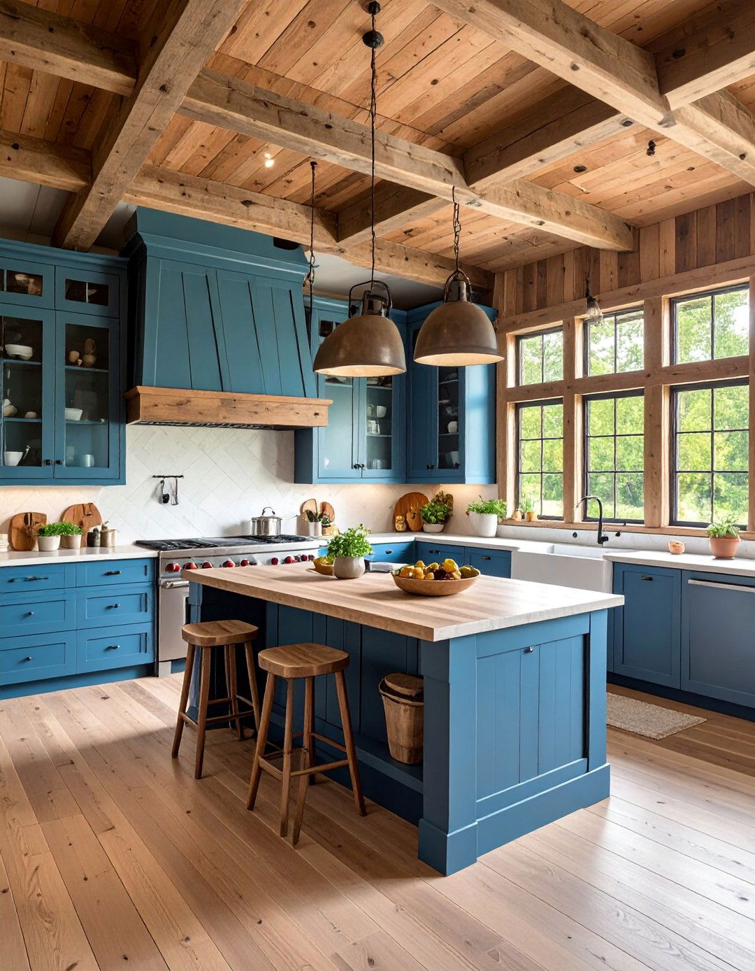 High Ceiling Barndominium Kitchen with Vertical Storage Solutions - 25 Barndominium Kitchen Ideas