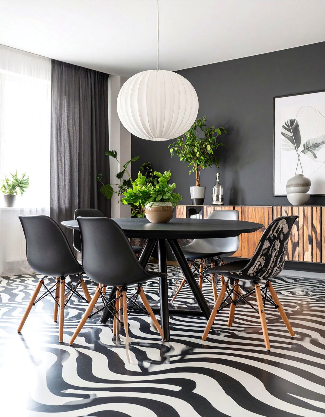 High Contrast Black and White s Dining Room - 25 70s Dining Room Design Ideas
