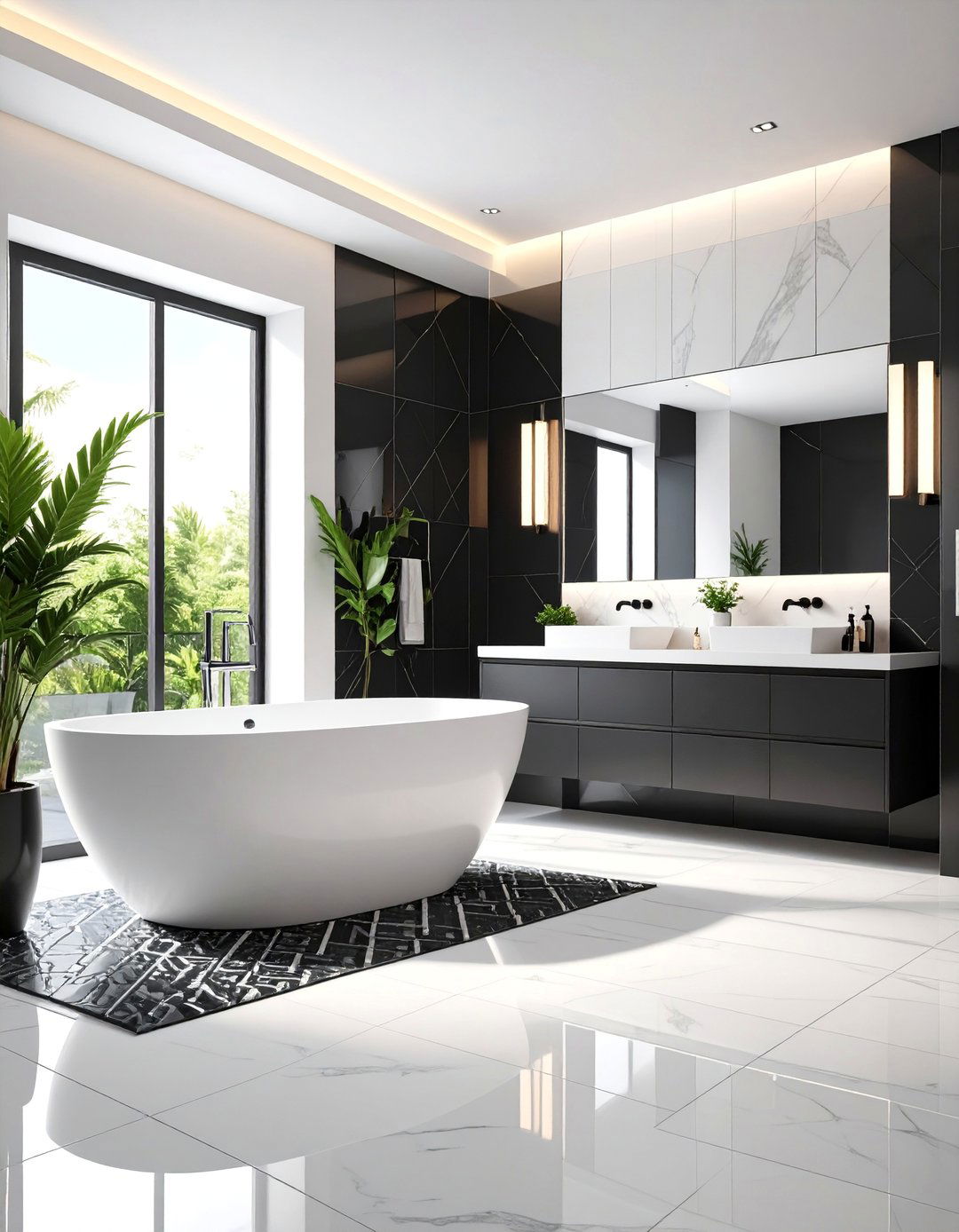 High Contrast Modern Bathroom with Bold Colors - 25 Bathroom Remodel Ideas