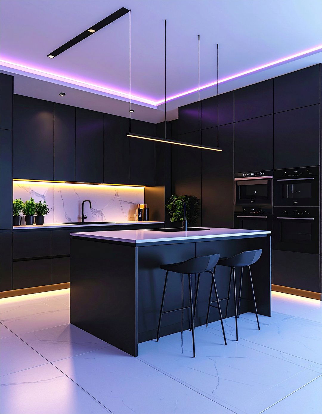 High Contrast Monochrome Black Kitchen Cabinets With White Countertops - 25 Black Kitchen Cabinets With White Countertops