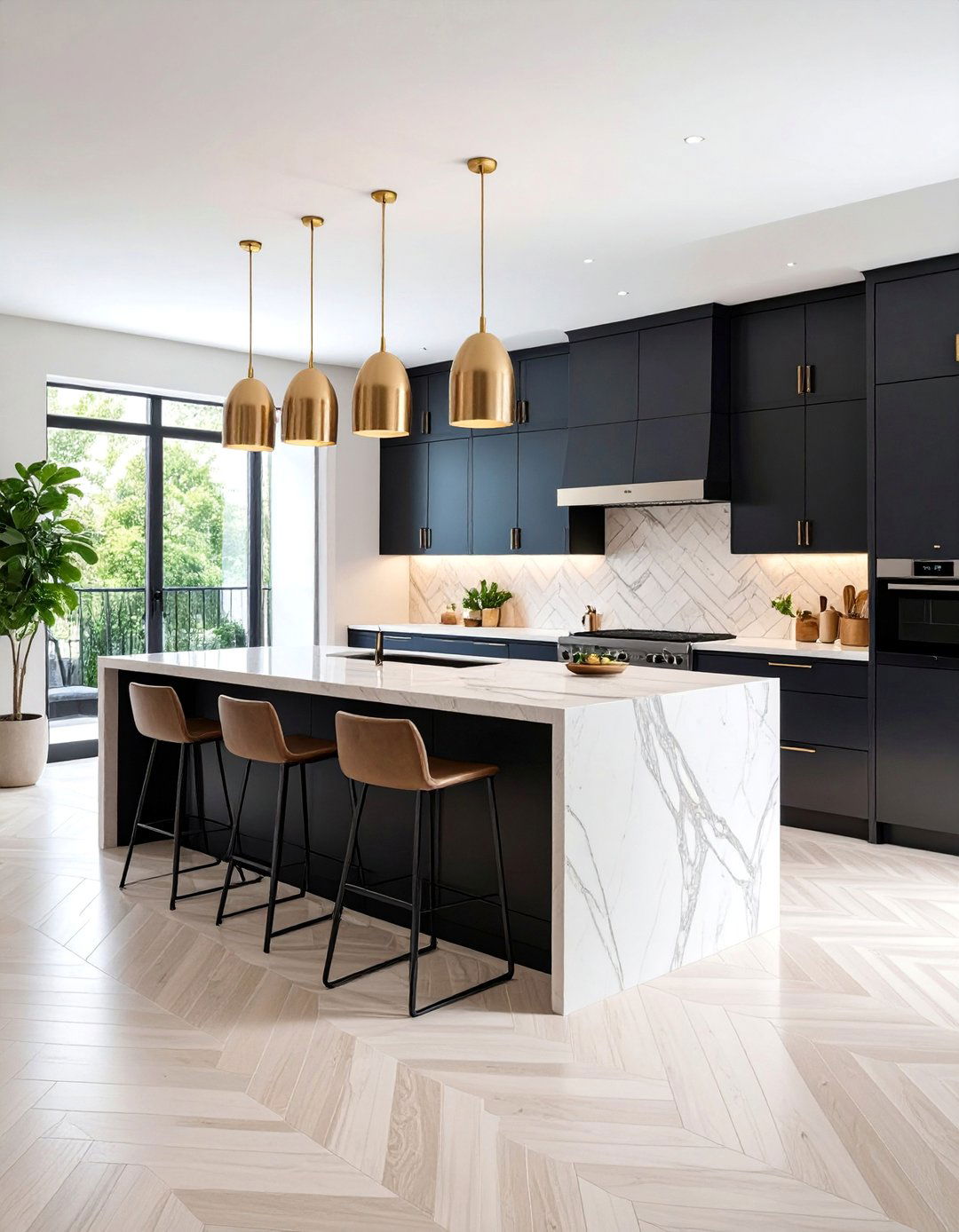 High Contrast Monochrome Travertine Floor Kitchen - 25 Travertine Floor Kitchen Ideas