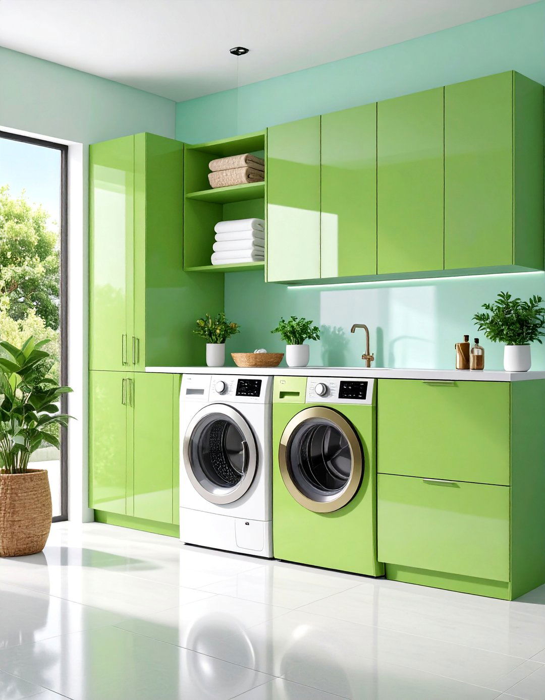 High Gloss Contemporary Cabinet System - 25 Laundry Room Cabinet Ideas