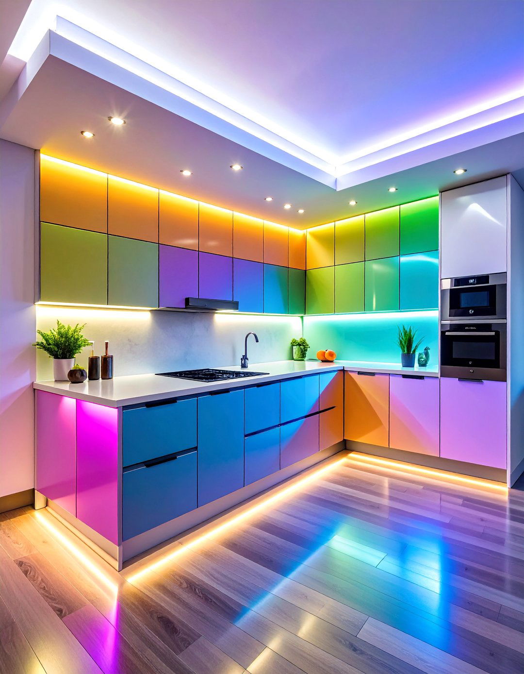 High Gloss Lacquer Kitchen Doors with Integrated LED Lighting - 25 Kitchen Door Design Ideas