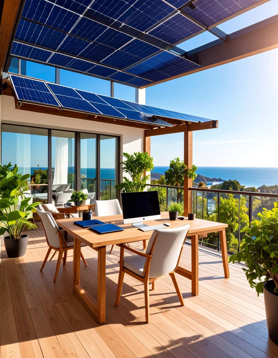 High Tech Balcony Office with Solar Power Solutions - 25 Balcony Office Ideas