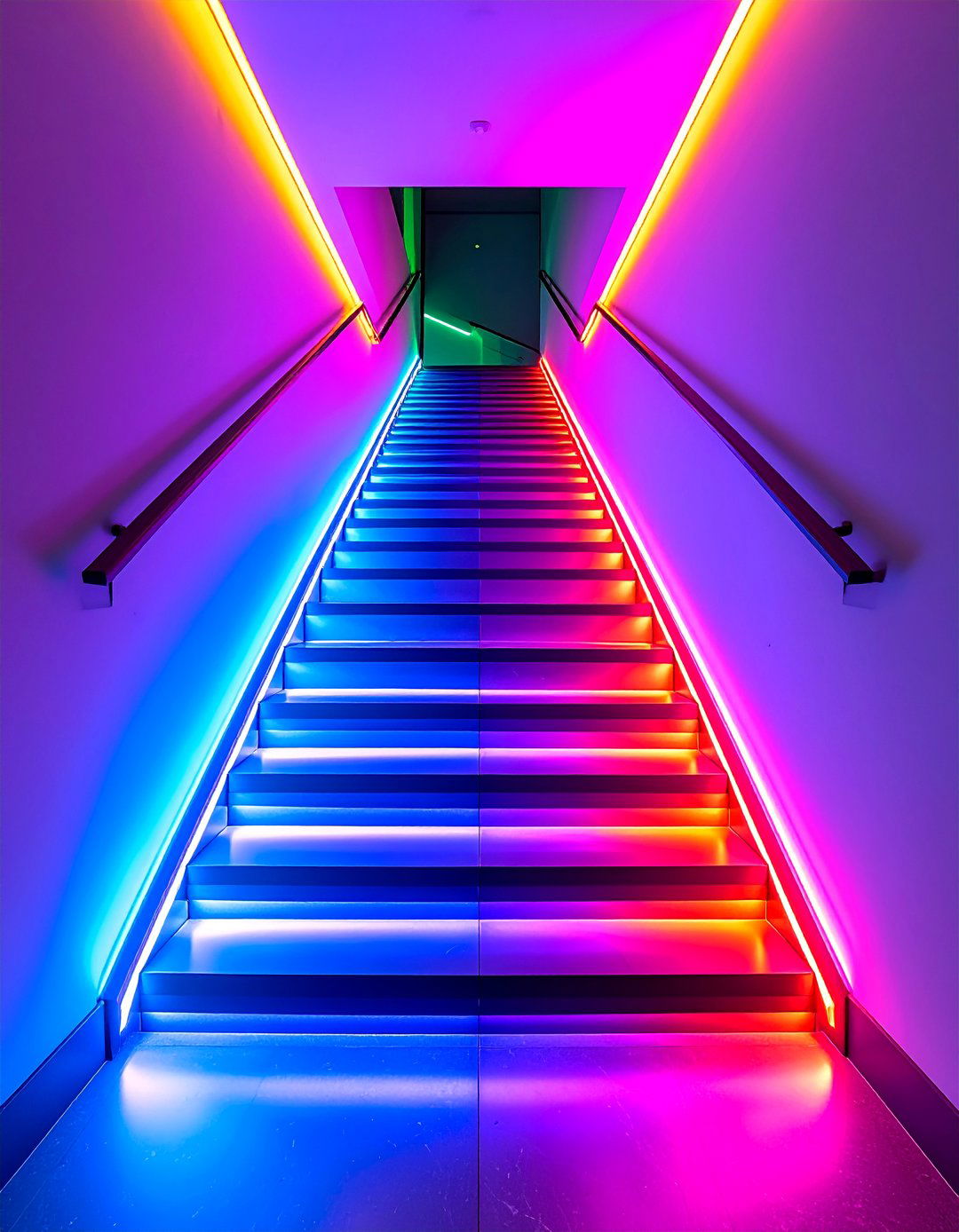 High Tech LED Strip Stair Lighting with Motion Activation - 25 Narrow Hallway Lighting Ideas