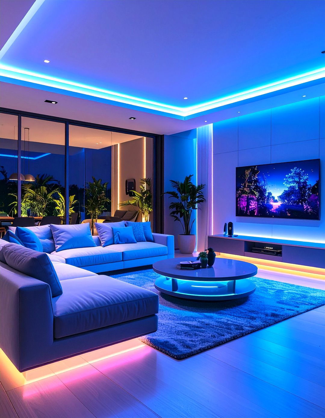High Tech Living Room with Smart Integration and Voice Control - 25 Living Room Lighting Ideas