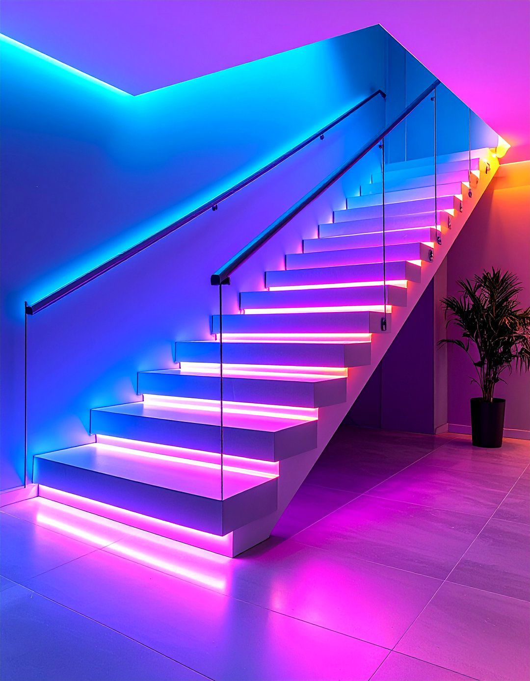 High Tech Staircase Lighting with Advanced Controls - 25 Staircase Lighting Ideas