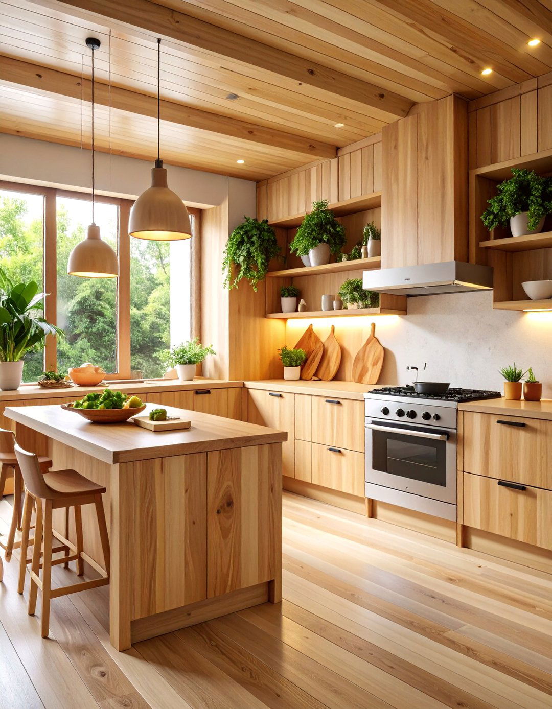 Hinoki Wood Sanctuary Kitchen with Natural Aromatherapy - 25 Japanese Style Kitchen Ideas
