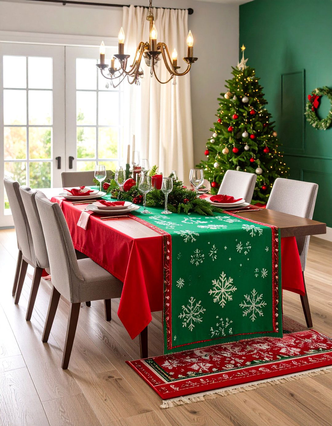 Holiday Christmas Table Runner with Festive Motifs - 25 Table Runner Ideas