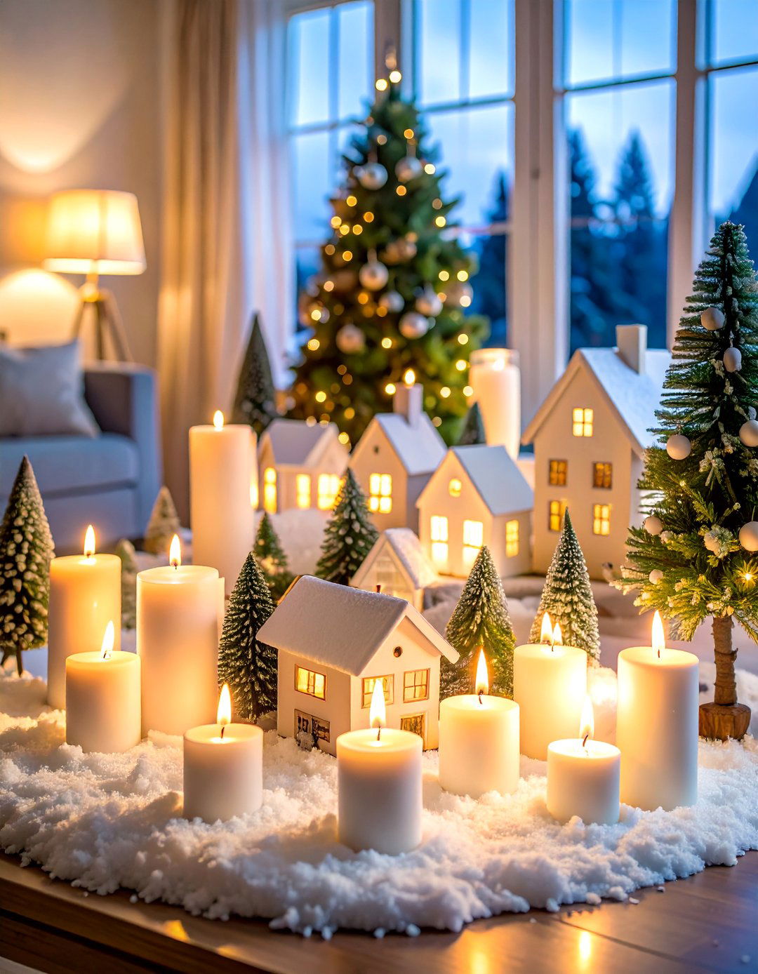 Holiday Christmas Village Candle Scene - 25 Decorating With Candles