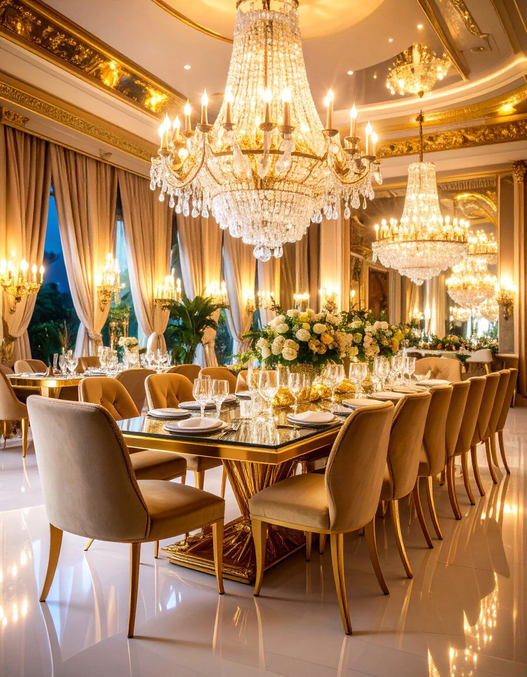 Hollywood Glamour with Metallic Finishes - 25 Luxury Dining Room Ideas
