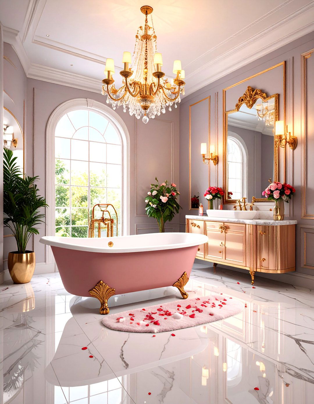 Hollywood Regency Bathroom with Glamorous Drama - 25 Eclectic Bathroom Ideas