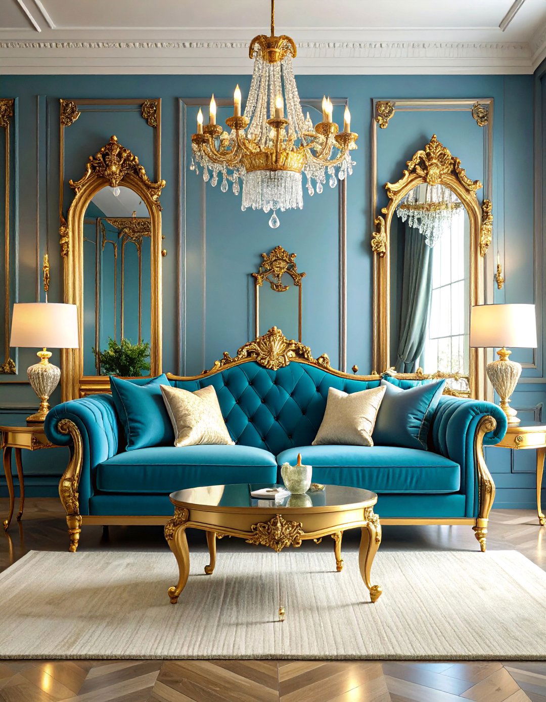 Hollywood Regency Cream Living Room with Dramatic Gold - 25 Cream and Gold Living Room Ideas