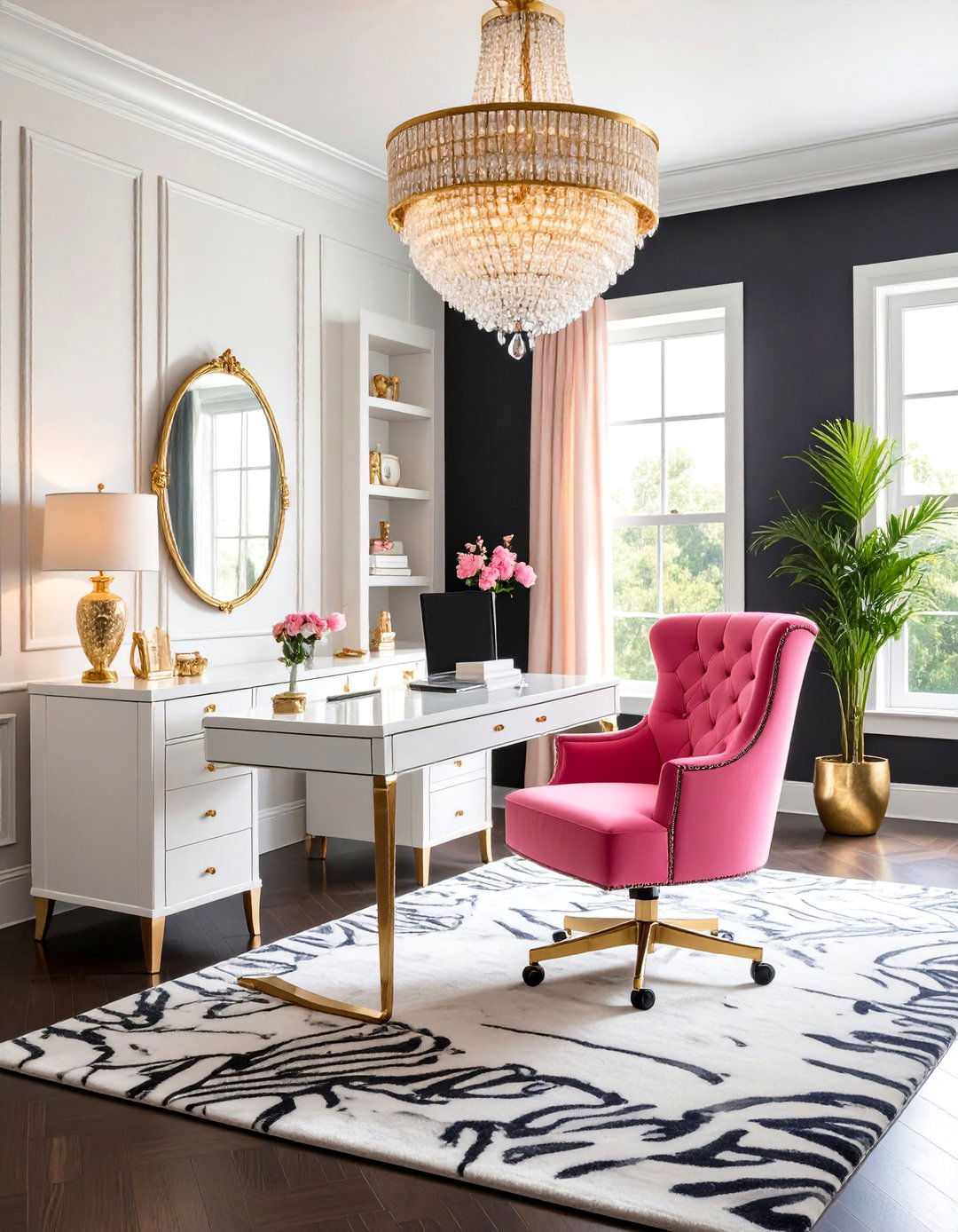 Hollywood Regency Glam Office - 25 Home Office Ideas for Her
