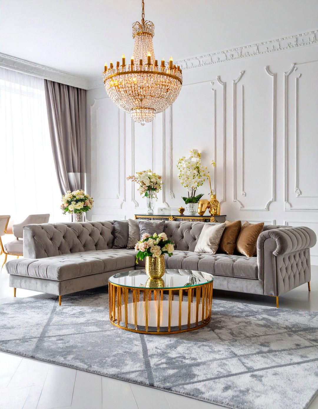 Hollywood Regency Greige Glamour - 25 Greige Living Room Ideas