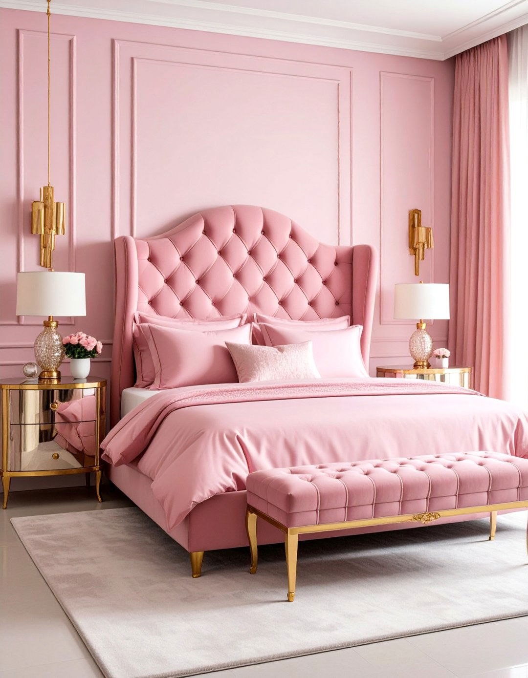 Hollywood Regency Pink and Gold Suite - 25 Pink and Gold Bedroom Ideas