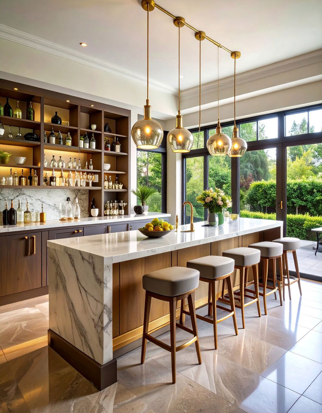 Home Bar Cart Station with Glassware Display - 25 Alcove Ideas