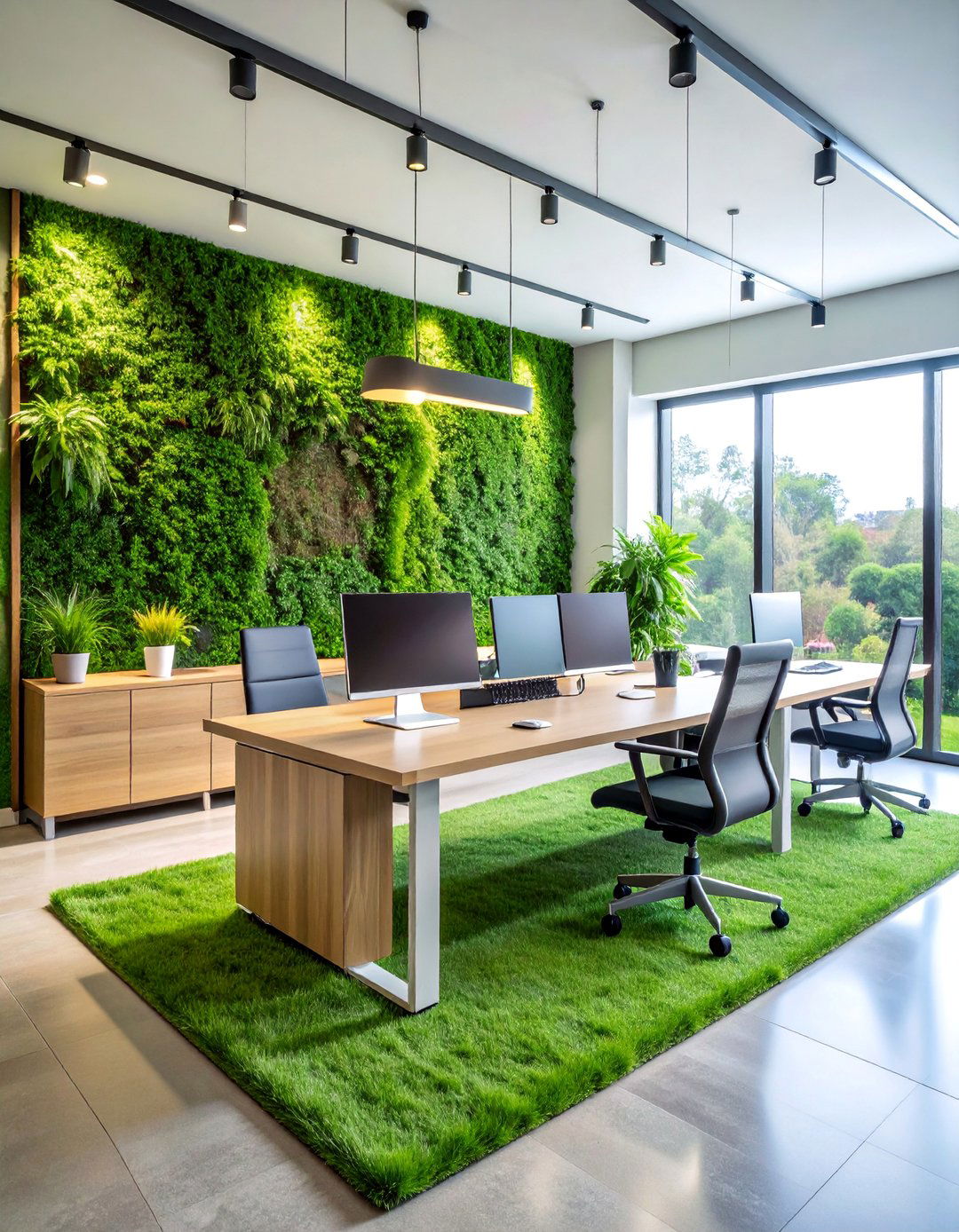 Home Office Productivity Grass Wall - 25 Artificial Grass Wall Design Ideas