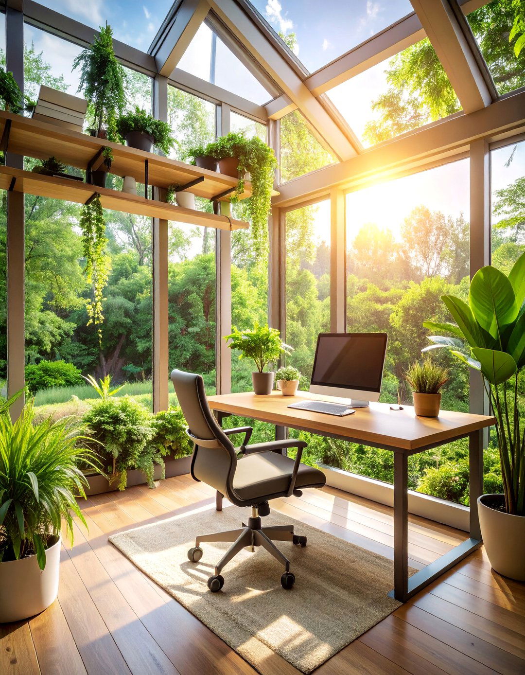 Home Office Sunroom with Ergonomic Workspace - 25 Small Sunroom Ideas