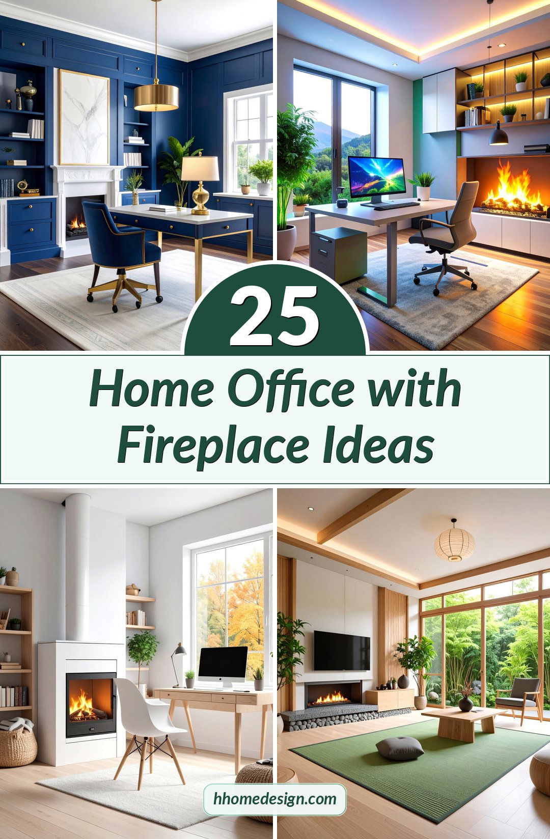 25 Home Office with Fireplace Ideas