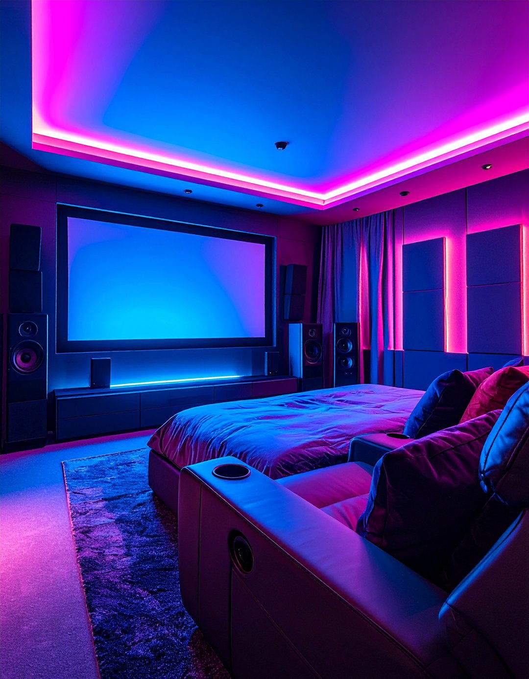 Home Theater Bedroom with Cinematic Experience - 25 Man Cave Bedroom Ideas