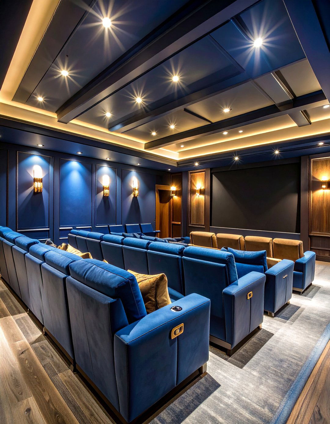 Home Theater Board and Batten with Deep Navy - 25 Board and Batten Wall Ideas
