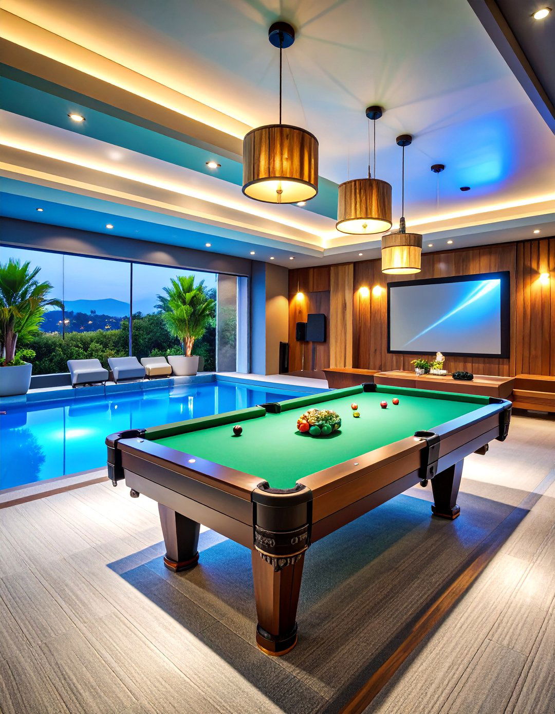 Home Theater Pool Table Room Entertainment Zone - 25 Pool Table Room Ideas