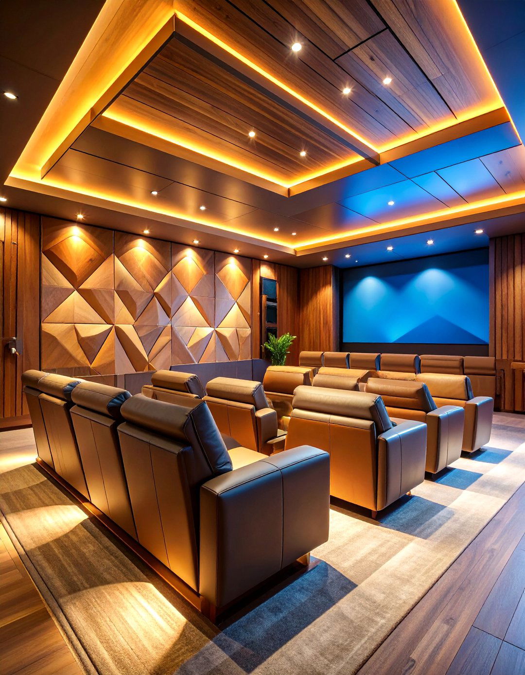 Home Theater with Natural Material Acoustic Panels - 25 Prairie-style Interior Design Ideas