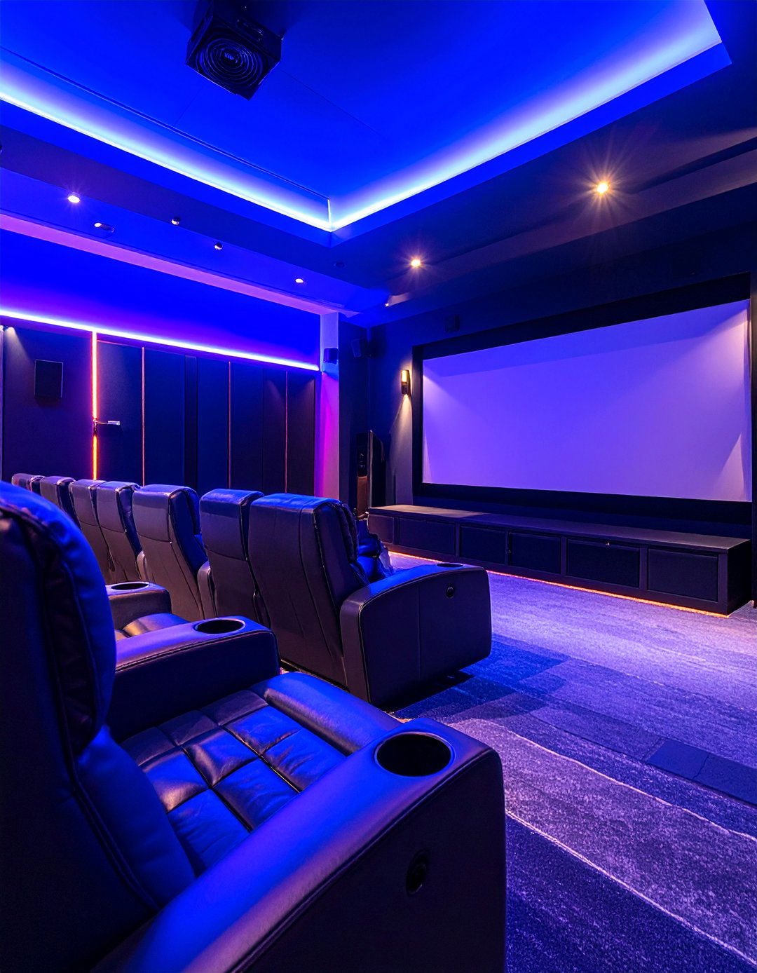 Home Theater with Surround Sound and Theater Seating - 25 Spare Room Ideas