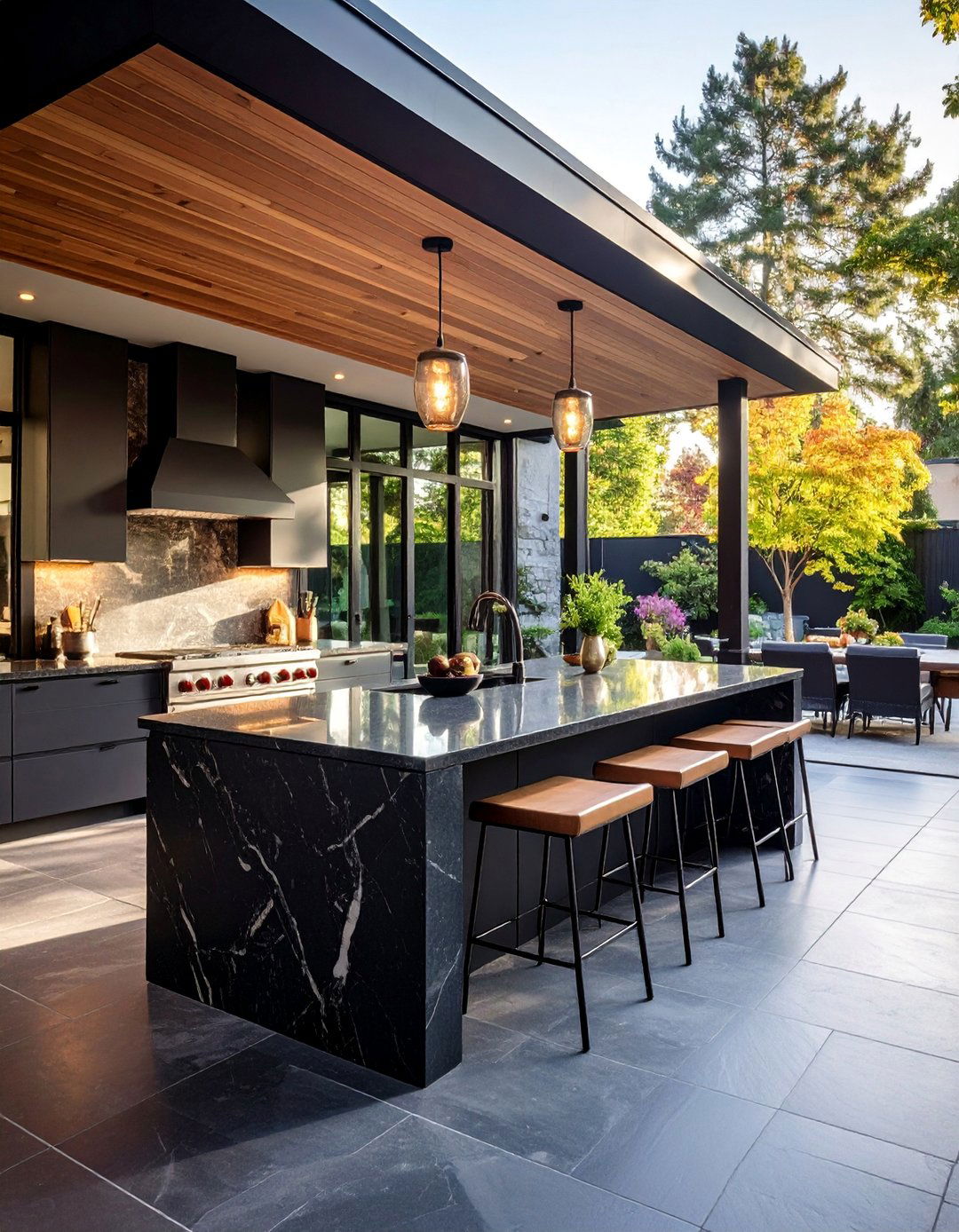 Honed Absolute Black Granite - 25 Outdoor Countertop Ideas