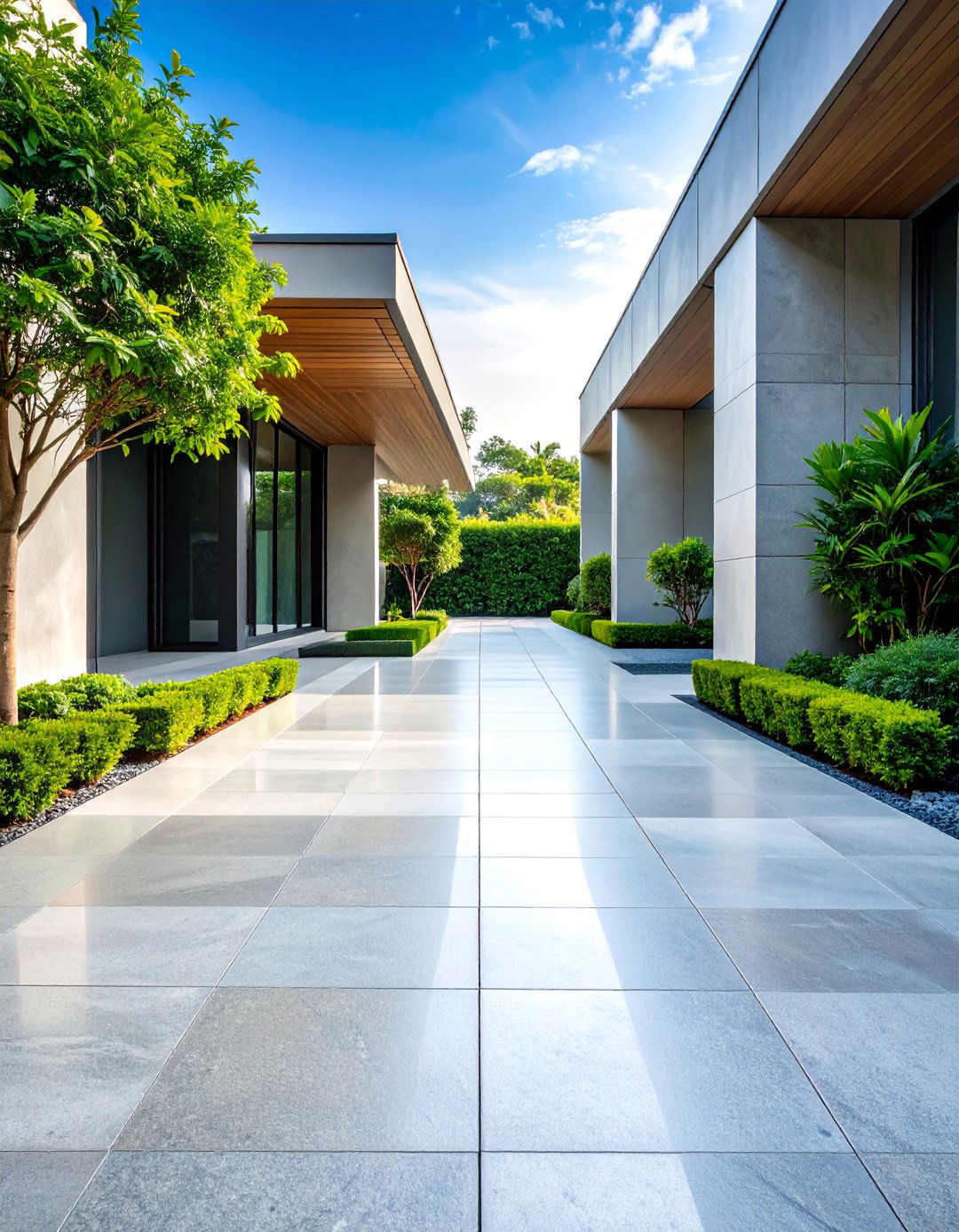 Honed Granite Contemporary Walkway - 25 Granite Walkway Ideas