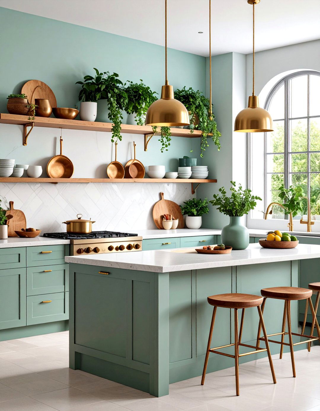 Honed Soapstone with Brass Accents and Open Shelving - 25 Soapstone Kitchen Countertops