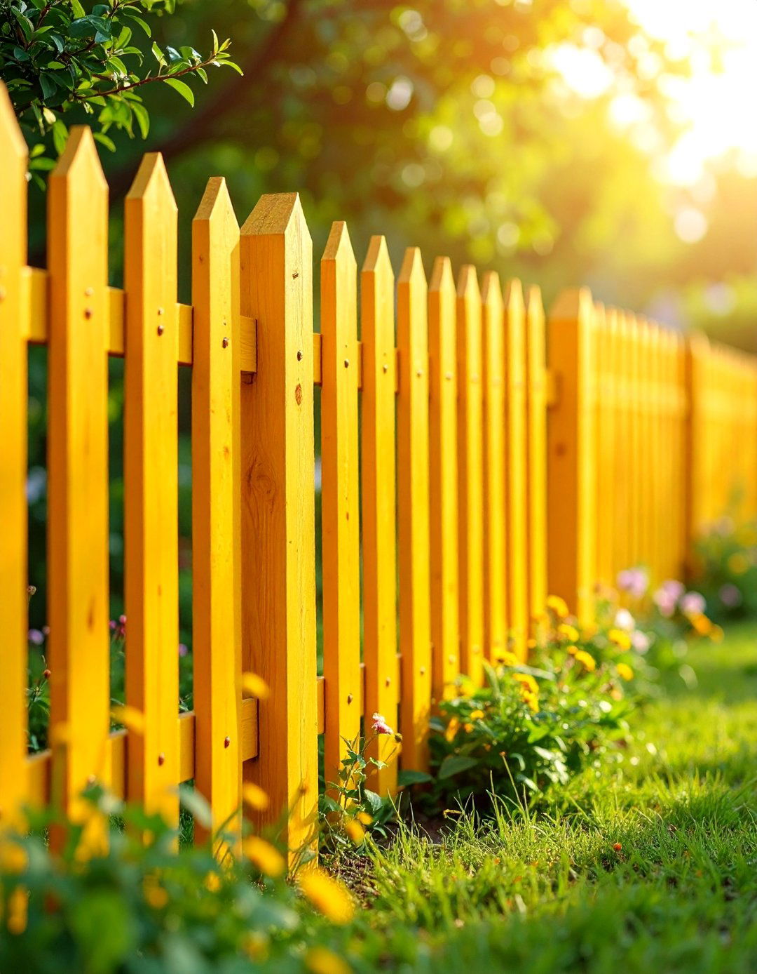 Honey Gold Yellow Fence with Warm Optimism - 25 Garden Fence Colour Ideas