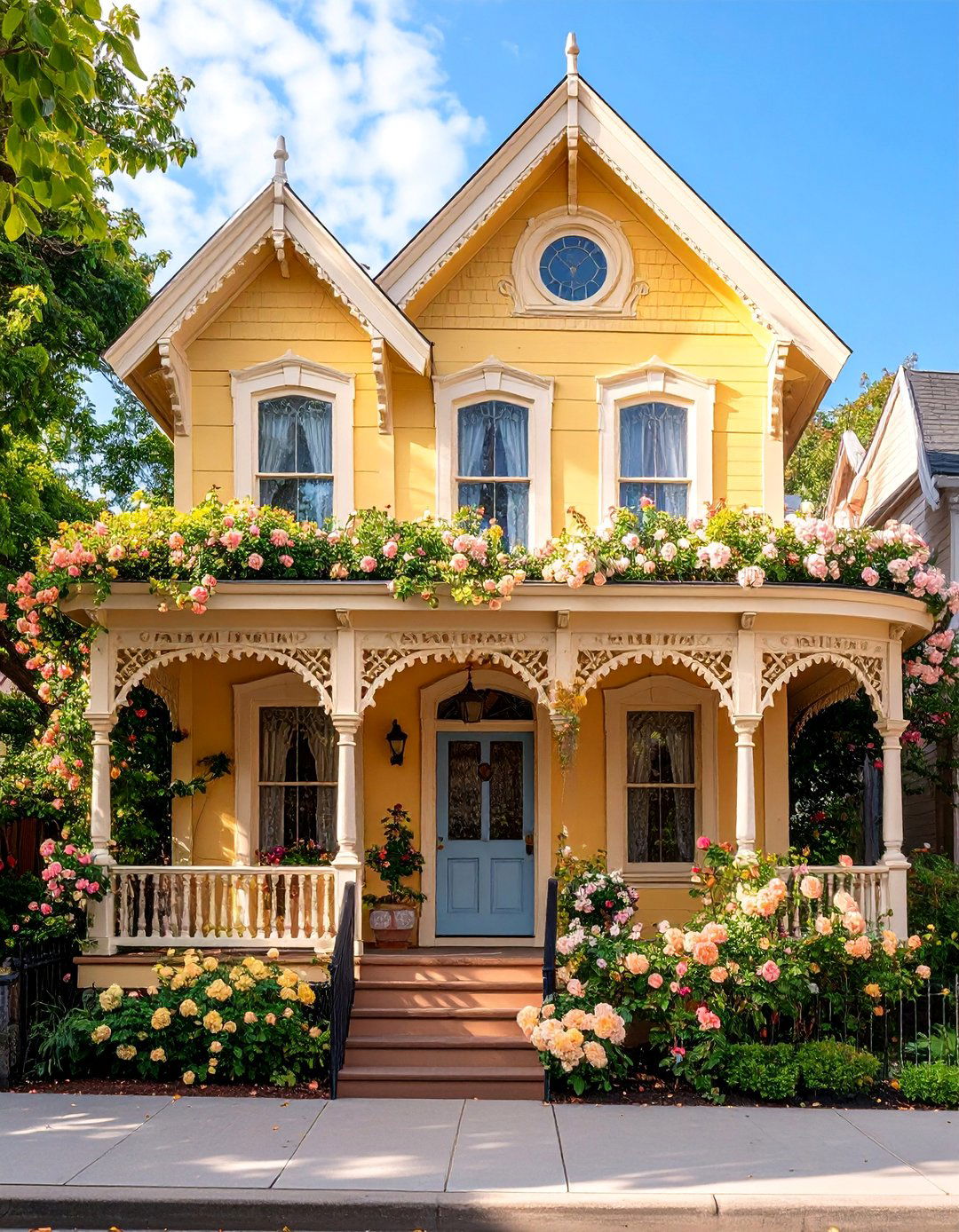 Honey Yellow Victorian with Gingerbread Trim - 25 Yellow Exterior Home Ideas