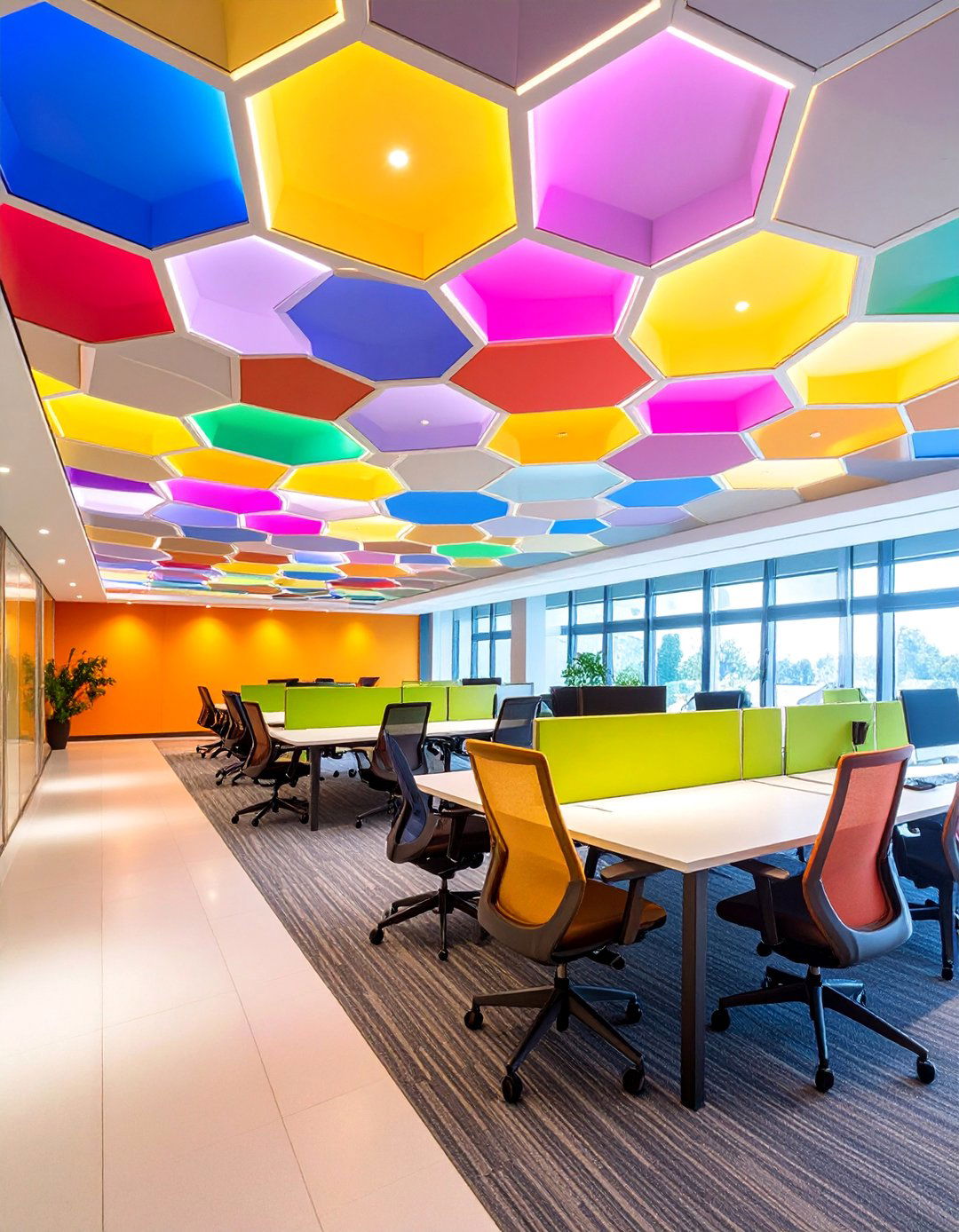 Honeycomb Pop Ceiling with Hexagonal Cells - 25 Pop Ceiling Design Ideas