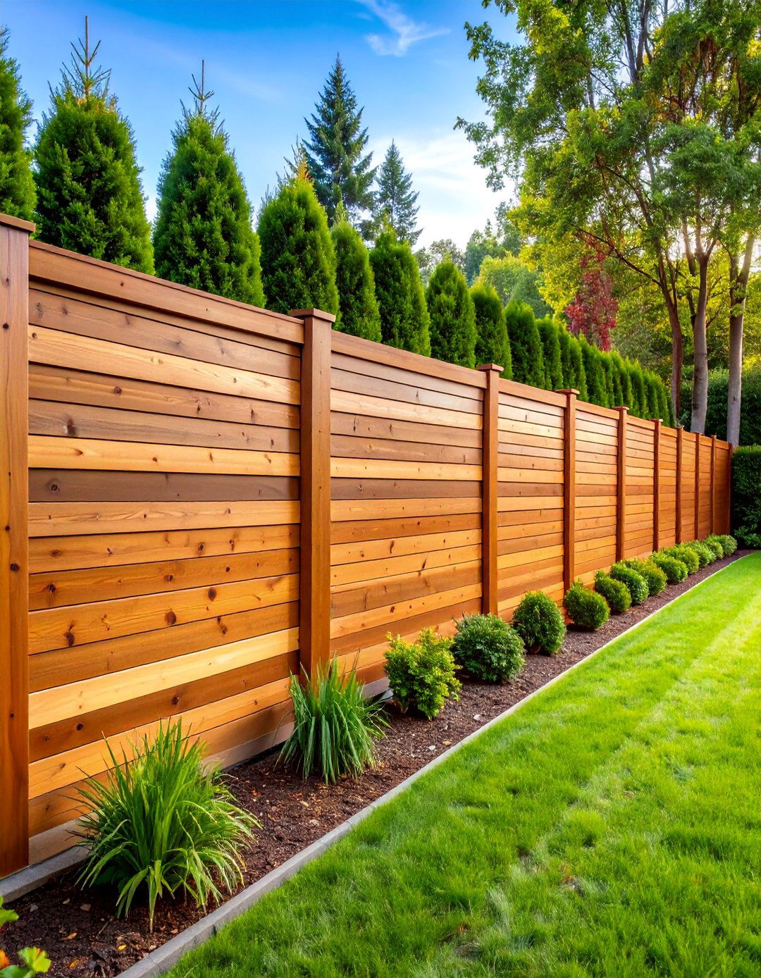Horizontal Cedar Privacy Panels - 25 Small Garden Fence Ideas