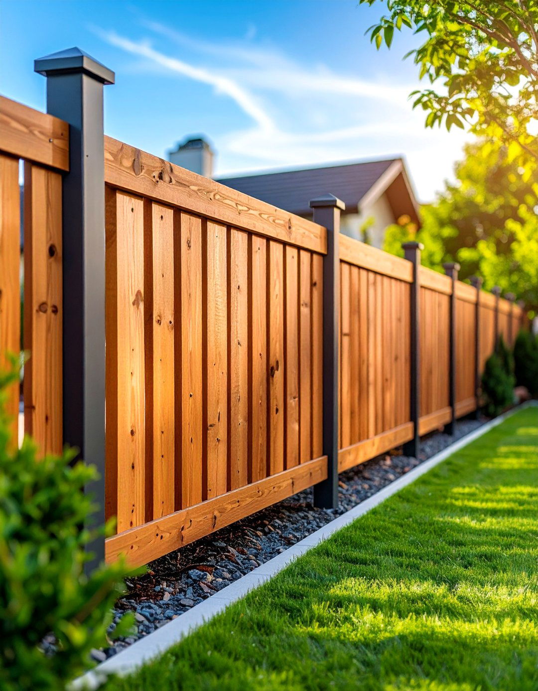 Horizontal Cedar Slat Contemporary Fence - 25 Wood Fence Ideas