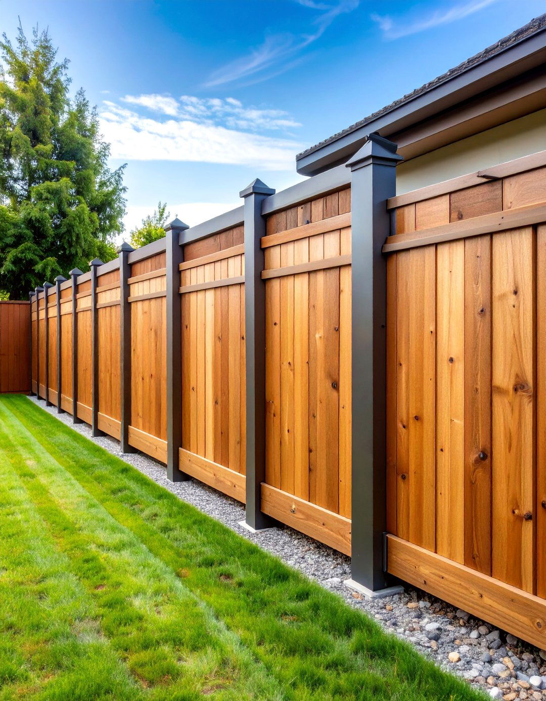 Horizontal Cedar Slat Privacy Fence - 25 Backyard Fence Ideas
